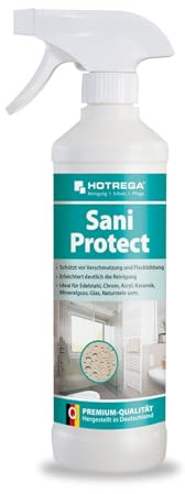 HOTREGA Sani Protect 500 ml | Oberflächenversiegelung für Bad & Dusche | Abperl-Effekt gegen Kalk & Schmutz | Imprägnierung für Glas, Keramik, Fliesen, Edelstahl, Kunststoff & Mineralguss