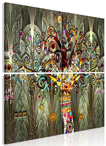 decomonkey Bilder Set Baum 4 Teilig- jedes Teil 20x20 cm | Leinwandbilder Bild auf Leinwand Vlies Wandbild Kunstdruck Wanddeko Wand Wohnzimmer Wanddekoration Deko Gustaw Klimt Abstrakt