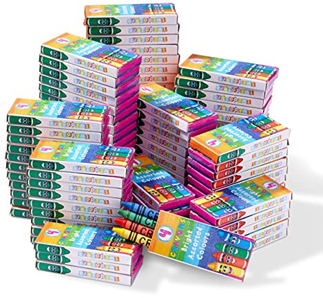 THE TWIDDLERS 144 Boxen Wachsmalstiften, 4 Farben pro Karton (576 Stück) - Gastgeschenke, Mitbringsel, Mitgebsel für Kindergeburtstag, Kindergarten, Grundschule, Kinder Buntstifte Färbung Aktivität