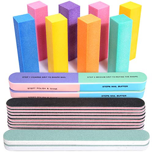 FANDAMEI 20 Pcs Lot de Bloc Polissoir Ongles, Bloc Polissoir Lime à Ongles Professionnelle Limes à ongles Polissage Ponçage Pour la manucure, la maison et un salon