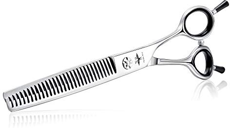 PURPLEBIRD Forbici dentate da toelettatura a 7 pollici Forbici per sfoltire il pelo cane a30 denti in acciaio inox giapponese Forbici dentate per cani in colore Argento