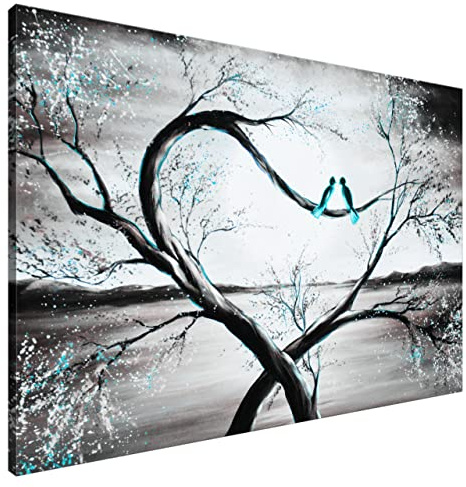Estika Leinwand bilder - Im Mondlicht Türkis - 120x80 cm, 1 teilige kunstdruck - Wandbilder wohnzimmer, schlafzimmer, Moderne wanddeko, Bild auf leinwand - Natur bilder - 4194A_1B