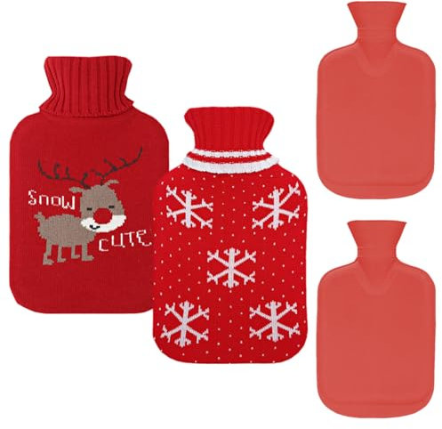 Fyfjur Borsa DellAcqua Calda, 2 Pezzi 500 Ml Borsa Acqua Calda, Gomma Boule Acqua Calda Con Rivestimento Morbido In Maglia, Borse Acqua Calda Per Schiena, Collo, Vita, Gambe, Letto Caldo