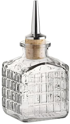 Utopia Picasso Dash Bottle – Vintage Cut Glass 150ml / 5.25oz Oil & Bitters Pourer with Cork Stopper – Durable Soda-Lime Glass Barware