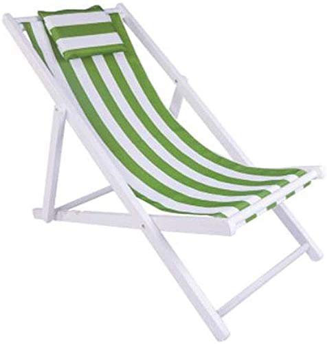 Sun Lounger Garden Chairs Foldable Deck Chair Beach Lounger Deck Chair, Outdoor Folding Adjustable Hardwood Recliner Chair Garden Patio (Color, Blue),Green