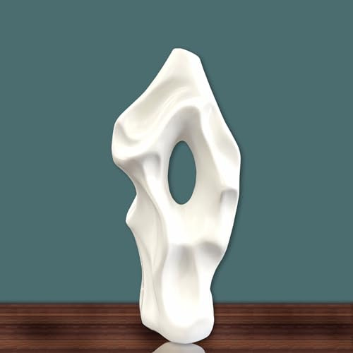 Vases Blancs pour décoration d'intérieur, Grand Vase Blanc Moderne Abstrait pour décoration d'intérieur, décoration Blanche pour Table de Salon, 36,8 cm
