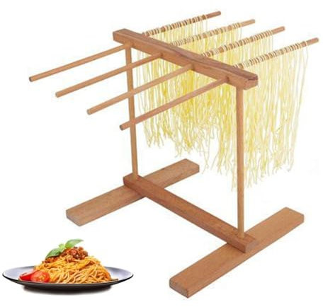 Secadores de Pasta, Pasta Tendedero Plegable Puesto De Fideos, Madera De Haya Natural Con 8 Manijas De Barra Espaguetis Colgando Estante For Secadora For Casa Pasta De Almacenamiento, Espaguetis, Fide