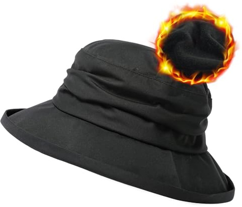 Comhats - Cappello da donna invernale impermeabile, cappello da pescatore caldo foderato in pile, cappello da pioggia, da sole, regolabile, M