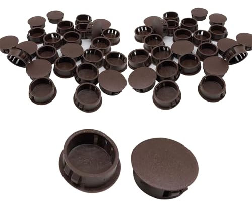 100 Pcs Plastic Plugs, 17mm Plastic Hole Plugs, Locking Insert End Cap, Hole Covers for Screw Holes Furniture Machines Cabinets(Brown)
