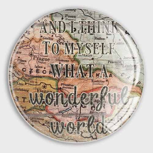 luckluccy And I Think to Myself What A Wonderful World Magnets Refrigerator Glass Small Magnets Vintage Map Whiteboard Magnets Quotes Saying Cute Small Tiny Magnet for Whiteboard Decorative 2 Pieces