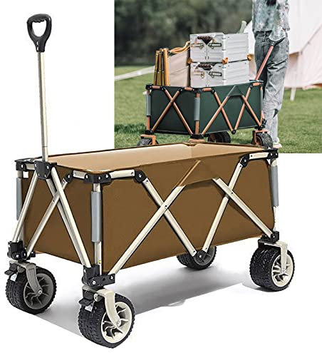 Outdoor-Gartenwagen, Faltbarer Wagen, tragbarer 150 l großer Strandwagen mit 20 cm verbreiterten, abnehmbaren Offroad-Rädern (B)