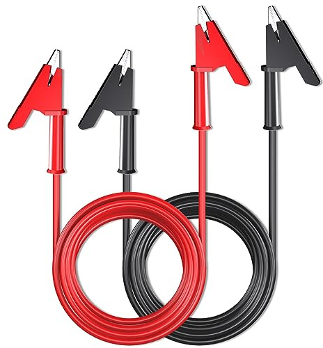 Cleqee Lot de 2 câbles de test flexibles à pinces crocodiles de 3 m avec câble isolé double face pour multimètre, 1000 V 15 A, rouge et noir (3 m/10 ft)