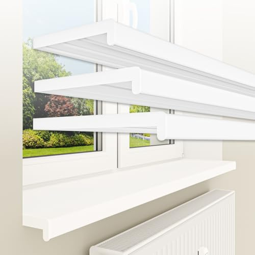 HEXIM Fensterbank bis 3 Meter Fensterbrett 30 x 180 cm (matt) weiß Kunststoff PVC innen Innenfensterbank matt oder glanz DIN EN 13501-1 inkl. Seitenabschluss