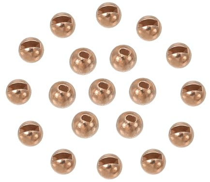 PATIKIL 3.3mm Fly Tying Tungsten Beads, 50 Pcs Slotted Tungsten Round Ball Beads for Jig Hooks, Brass