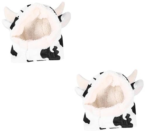MERRYHAPY 2 Stücke Kuh Kostüm Für Hunde Weiche Plüsch Hut Bull Horn Schmuck Haustier Dekorative Hut Komfortable