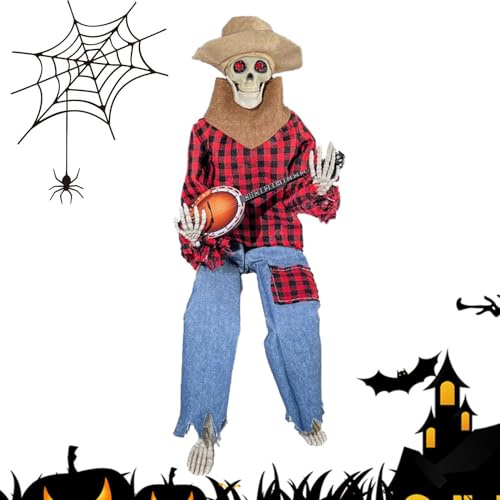 Banjo Spielendes Skelett Gruselige Realistische | Halloween Skelette mit Banjo Für die Innenbereiche Spukhaus, Tische, Kamine, Eingangsbereich und Wohnzimmer