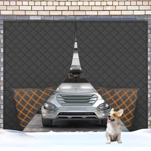 HunnmingRe Car Garage Door Insulation Kit Fits 9 x 7 FT Magnetic Thermal Insulated Curtains for Winter, 1 Car Garage Door Cover Blanket Panels Screen, Windproof and Soundproof