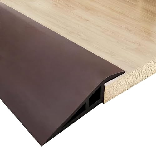 PVC übergangsprofil Selbstklebend, 1m/2m Boden Übergangsleiste übergangsprofil Höhenausgleich, Übergangsleiste Boden, Geeignet für Höhen von 12mm-15mm Übergangsschiene ohne Bohren (Braun, 2m)