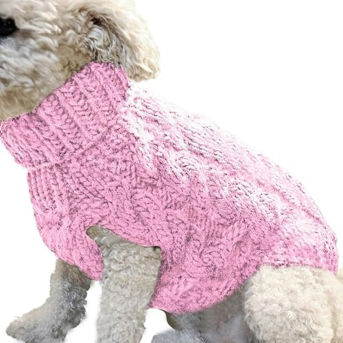 DTEYSD Hundebekleidung Herbst Und Winter Haustier Kleidung Haustier Kleidung Lässig Warm Warm Gestrickte Pullover-rosa-30 cm Lang