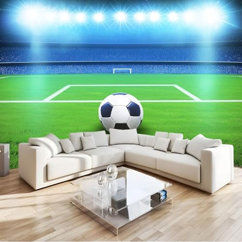 Verde Fotomural deporte de futbol Fotomural Pared, 250x175 cm Papel Pintado 3D, Fotomurales Decoración de Comedores Moderna Lana Sala Cuarto Salón