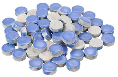 QUARKZMAN 200g Piastrelle Mosaico Ceramica per Artigianato, Piastrelle Ceramiche Blu rotondo per Kit Mosaico Pietre Passo Giardino Sottobicchiere