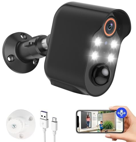 Seymal Security Camera, 1080p Wireless Security Camera, Battery Operated Security Cameras, Wifi Outdoor Camera with Motion Sensor, Outdoor Surveillance Camera for Home, Yard & Garage(Black#)
