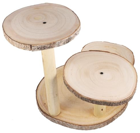 Mikinona Tortenständer Aus Holz Cupcake -displayständer Rustikale Tortenplatte Multifunktions-Cupcake-Rack Abgestuft Hochzeits-Cupcake-ständer Mit Klein Anzeige Stand Dessertständer