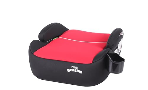 Little Bambino Car Booster Seat, ISOFIX Universal, 125-150cm Height, Removable Cover (Red)