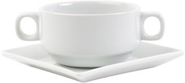 Holst Porzellan TC 025 YK 2-tlg. Porzellan Suppentassen-Set 0,25 l Kanton Weiß 2 Sets