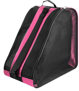 Eislaufschuhe Tasche Kinder, Schlittschuhtasche mit Verstellbarem Trageriemen, Rollschuh Tasche Inliner Tasches Schlittschuhtasche Rucksack Skischuhtasche Kinder Eislauftasche für Herren Damen（Rosa）