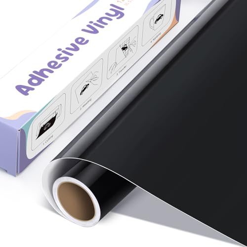 Euqvunn Vinilo Adhesivo Negro 30.5 cm x 300 cm, Vinilo Permanente para Manualidades, Pegatinas, Carteles y Proyectos DIY - Resistente, Fácil de Cortar y Aplicar, Adecuado para Diseños Personalizados