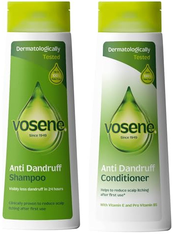 Vosene Anti-Dandruff Shampoo 300ml & Vosene Original Conditioner 300ml – Flake-Free Medicated Shampoo & Anti Dandruff Conditioner for Dry, Itchy Scalp – Daily Scalp Simple Head Lice Repellent
