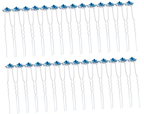 LRXIYODE 40 pezzi Forcine per Capelli Donna con Forcella Forma di Rosa e Strass Blu Accessori Eleganti per Acconciature da Cerimonia e Uso Quotidiano