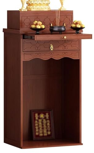 RTTZBOZ Altartisch mit Schublade und Auszugsfach, Buddhistischer Altarschrank, Sockel Opfertisch für Wohnzimmer, Kleine Räume(Brown,42cm/17in)