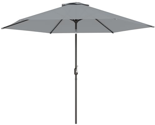 Outsunny Sonnenschirm 295 cm Neigbar Balkonschirm mit Kurbel, Schutzhülle Gartenschirm windfest stabil Marktschirm mit Windöffnung für Garten Balkon Terrasse Grau