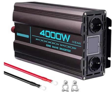Invertitore Potenza Power Convertitore Tensione Alimentazione DC-AC 12V/24V/48V/72V 220V 3000W/4000W/5000W Caricabatterie Solare Auto Inverter Sinusoidale Per Pura(72V 220V 4000W)