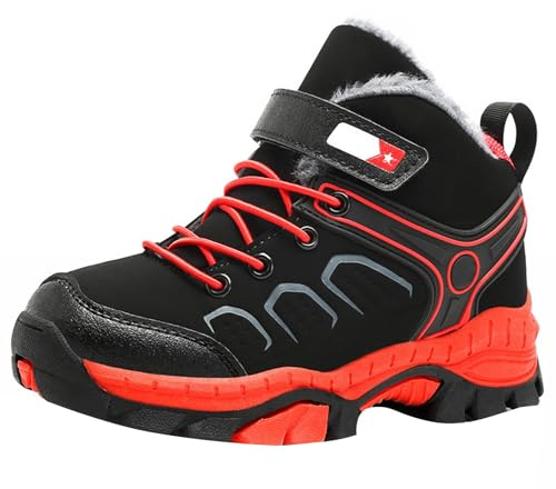 Chaussures de travail pour homme Printemps et Automne Hiver Construction Toe Chaussures de travail Anti-perforation Confortable Respirant Chaussures de soudeur Chaussures Petit Enfant 11, Rouge, 34 EU