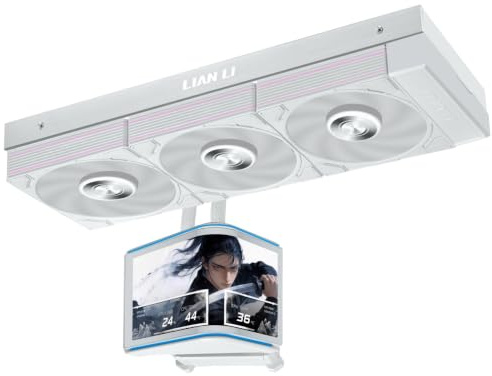 Lian Li HydroShift II OLED Curved 360 UNI FAN P28 V2 White | 360 mm AIO Liquid Cooler with Curved OLED Display – High Airflow and Static Pressure for Maximum Cooling