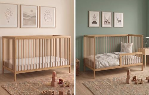 Kids Collective Babybett Kinderbett Gitterbett mit Rausfallschutz Baby Bett | stabiles Buchenholz | Juniorbett | Made in Europe | Kinderzimmer Jugendzimmer Möbel | 60x120 cm | Natur