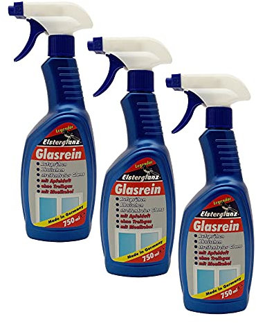 6x 750ml Elsterglanz Glasrein mit Apfelduft, Glasreiniger, Scheibenreiniger, Fensterreiniger, streifenfreier Glanz ohne Treibgas für alle glatten Flächen auch Spiegel, Fliesen usw.