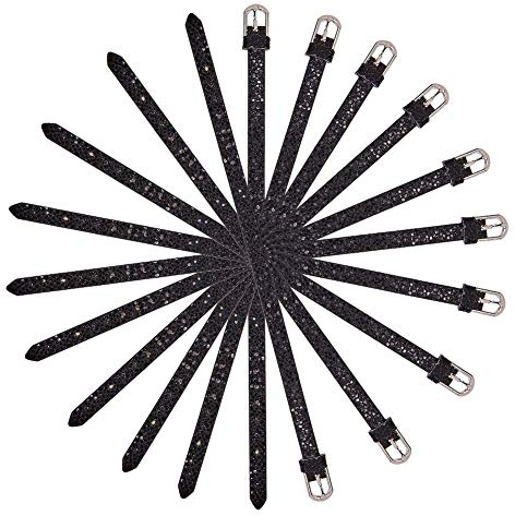 Sunnyclue 10pcs 8mm Verstellbare Pu Leder Armband Riemen Slide Armbänder Armbänder Mit Eisenverschlüssen Für 8mm Slide Buchstaben Mädchen Frauen Schmuck Machen Charms-DIY Schwarz