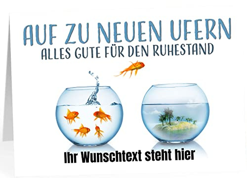 XXL Abschiedskarte PERSONALISIERT (A4) - Auf zu neuen Ufern - große Klappkarte für Kollegen mit Umschlag zur Rente Ruhestand Pension Wunsch-Text