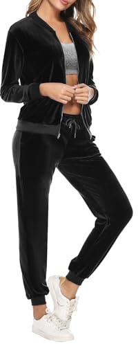 Women's Velour Tracksuit Set 2 Piece Loungewear Joggers Set Ladies Velour Sportwear Set Long Sleeve Tracksuit Loungewear Set