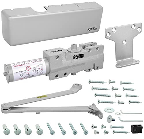 Nuk3y 4400 Series Grade 1 Cast Iron Door Closer, Multi-Mount, Adjustable Size 1-6, ADA Compliant, UL Listed (Aluminum)