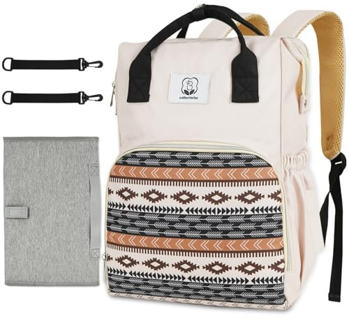 COTTONBEBE Baby Wickelrucksack, Wickeltasche Rucksack mit Tragbarer Wickelauflage, Babytasche Multifunktional Reise-Rucksack Windeltasche für Mama und Papa, Große Windeltasche für Unterwegs