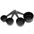 Lot de 4 cuillères à café doseuses en acier inoxydable pour café, lait, farine, sucre, poudre - Accessoires de cuisson pour la maison, le café, le restaurant - Noir - 60 ml/80 ml/125 ml/250 ml
