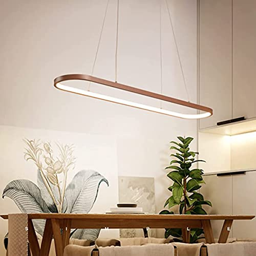 Bellastein LED Esstisch Pendelleuchte Oval Büro Kronleuchter Modern Minimalistisch Ring Design Höhenverstellbar Hängelampe Mit Fernbedienung Dimmbar Deckenleuchte (L90cm)