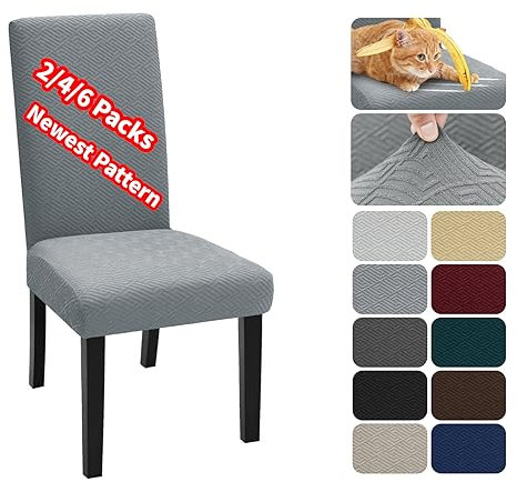 XINEAGE Stuhlhussen 2er Set, Stretch Stuhlhussen für Esszimmerstühle, Universale Stuhlhussen Waschbar Abnehmba für Hotel, Zeremonie, Bankett, Restaurant, Zuhause (Hellgrau)