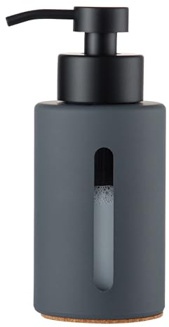 Enra Dish Soap Dispenser with Window,12oz Gary Kitchen Soap Dispenser with Stainless Steel Hand Pump,Glass Liquid Soap Dispenser Modern Lotion Bottle for Bathroom Kitchen(Dark Gray/Liquid Type)