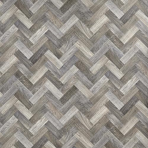 Wood Effect Herringbone Vinyl Sheet Flooring Grey Brown Lino Flooring Roll Anti Slip Water Resistant Bathroom Kitchen Living Room Vinyl Flooring (Rufford Small Herringbone, 5m x 2m)